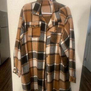 Plaid Button-Up Shirt Jacket